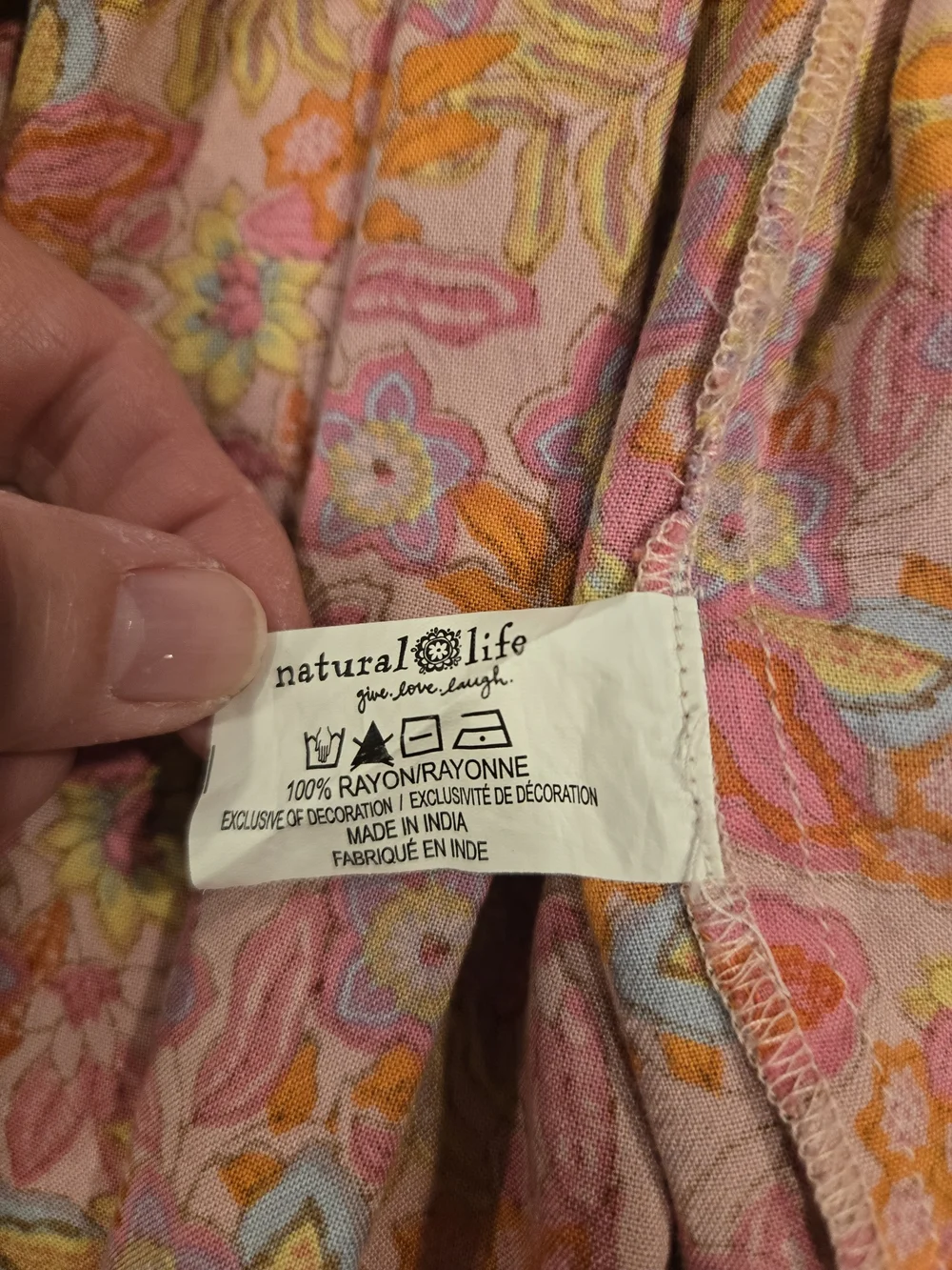 *NATURAL LIFE* Pink and Orange Floral Embroidered Mini Dress - Picture 6 of 7